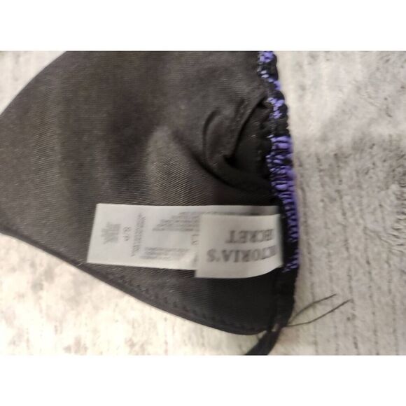 Victoria's Secret Bikini Top Size S Purle Black Leopard Floral Triangle Swim Top - Picture 3 of 3